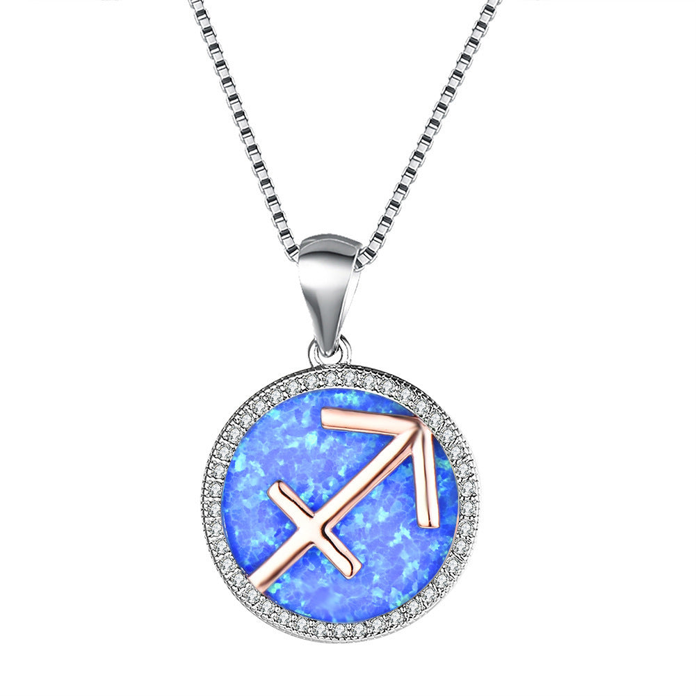 Fashion Simple Opal 12 Constellation Necklace