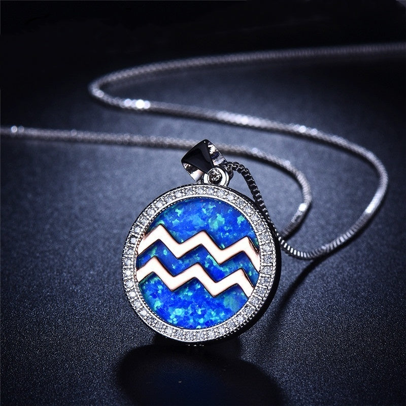 Fashion Simple Opal 12 Constellation Necklace