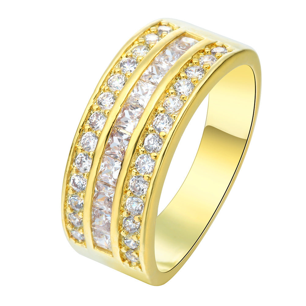 Copper Plate Inlaid Zircon Ring