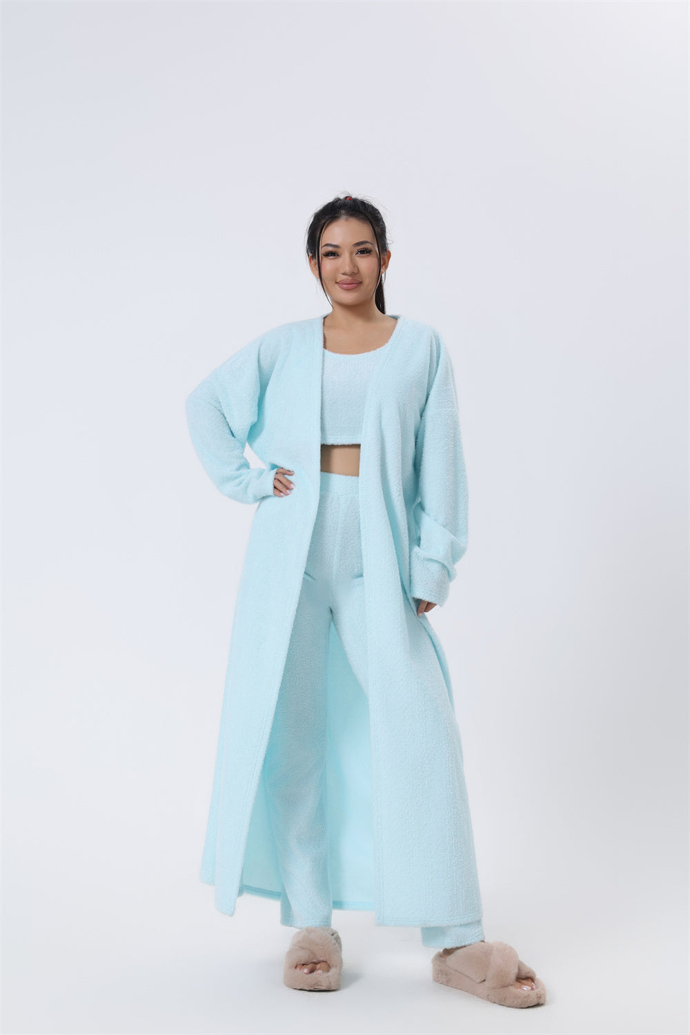 Cozy Pajama Set, 3 Piece Lounge Set, Cute Loungewear, Warm Suit Sets, Matching Set, Lounge Set, 3 Piece Pant Sets, Winter Dress