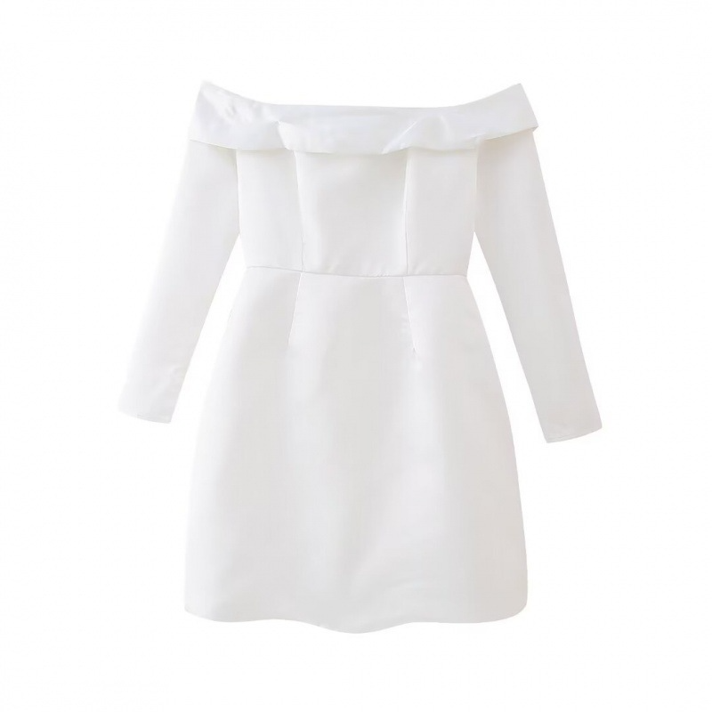 Off-Shoulder Long Sleeve Pleated Dress – Winter Soft Glam
