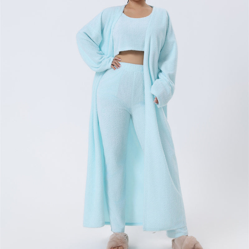 Cozy Pajama Set, 3 Piece Lounge Set, Cute Loungewear, Warm Suit Sets, Matching Set, Lounge Set, 3 Piece Pant Sets, Winter Dress