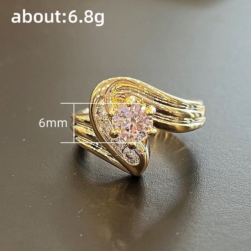 Twist Wall Group Inlaid Zircon Ring