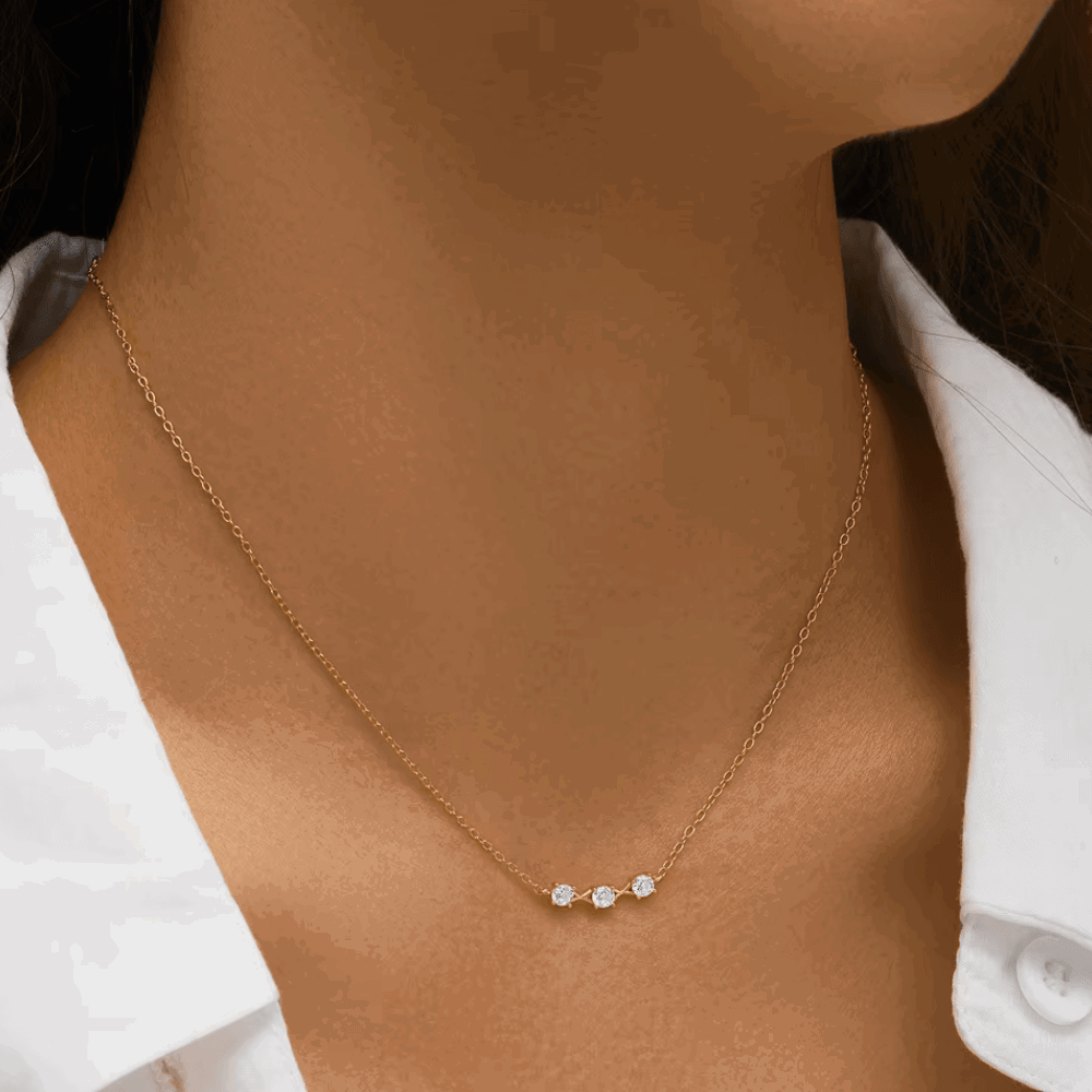 Adora Delicate Necklace with Three Round Cut Cubic Zirconia Stones