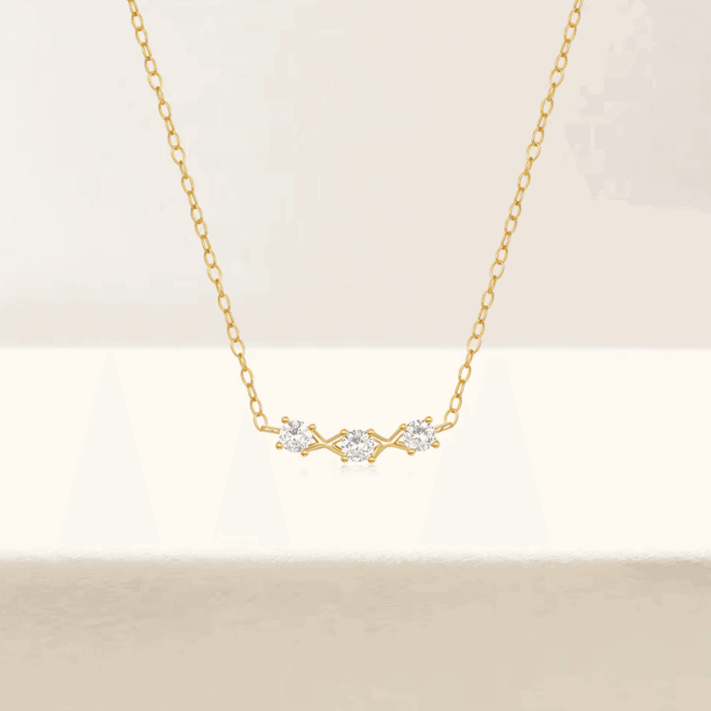 Adora Delicate Necklace with Three Round Cut Cubic Zirconia Stones