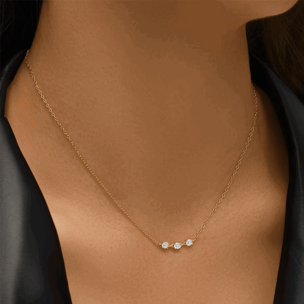 Adora Delicate Necklace with Three Round Cut Cubic Zirconia Stones