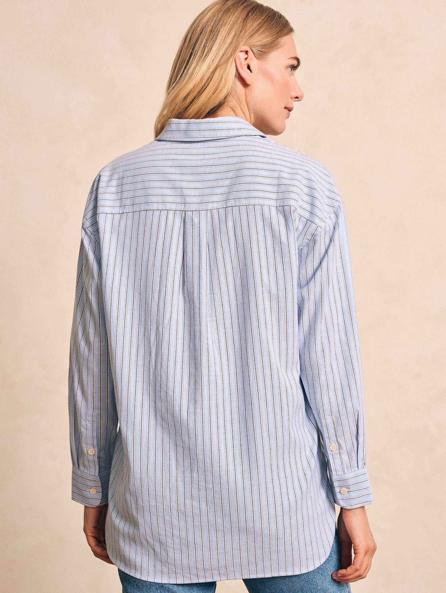 Stretch Oxford Relaxed Shirt - Cantra Stripe