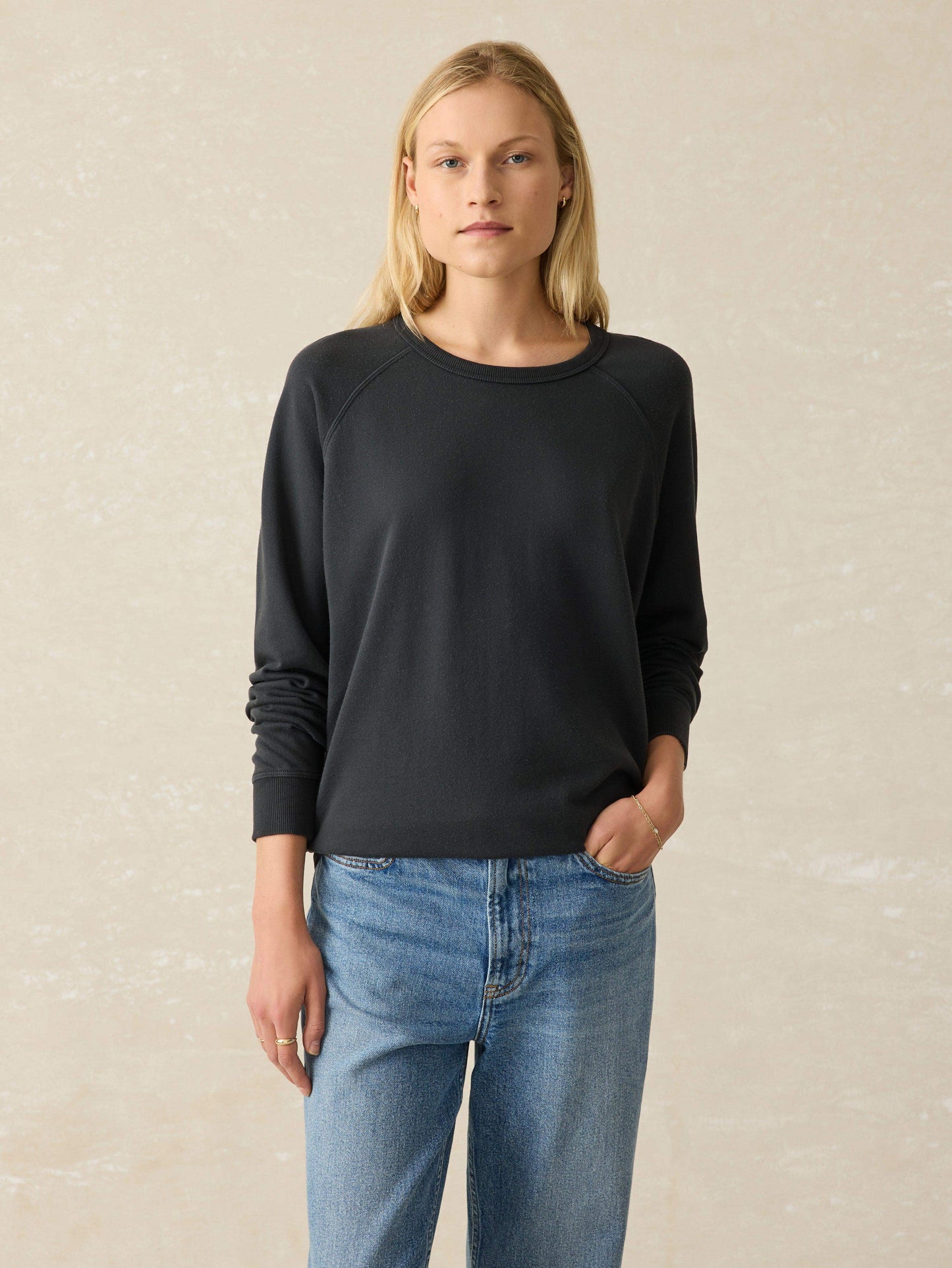 Coastal Cloud Cotton Crew - Washed Black