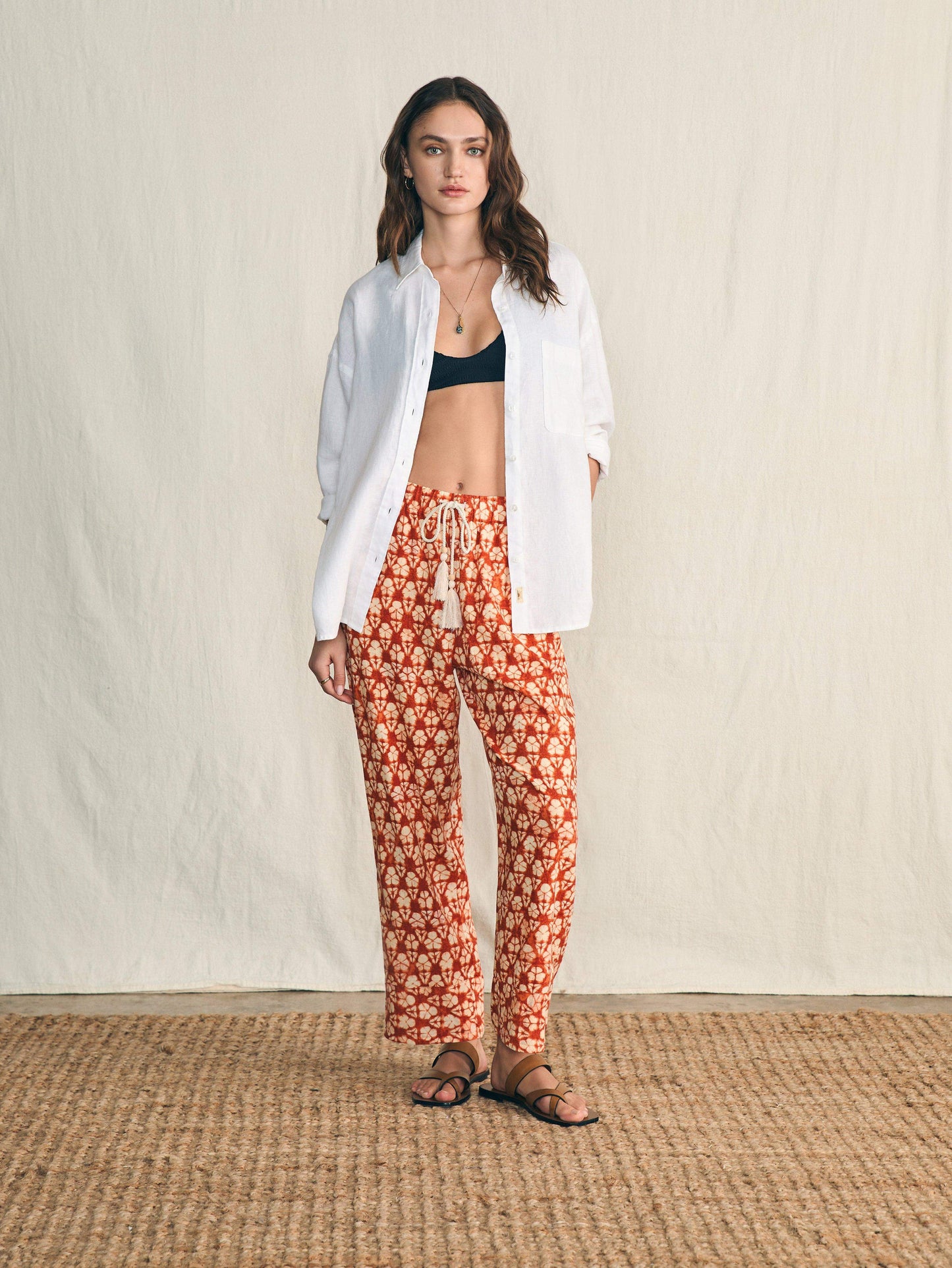 Pacific Beach Linen Pant - Spiced Shibori Print