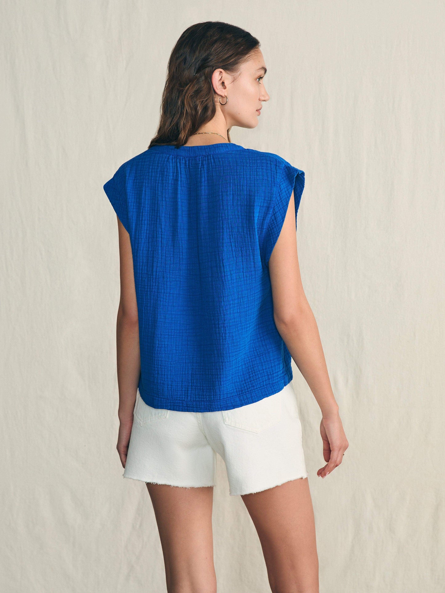 Dream Cotton Gauze Dylan Top - Strong Blue