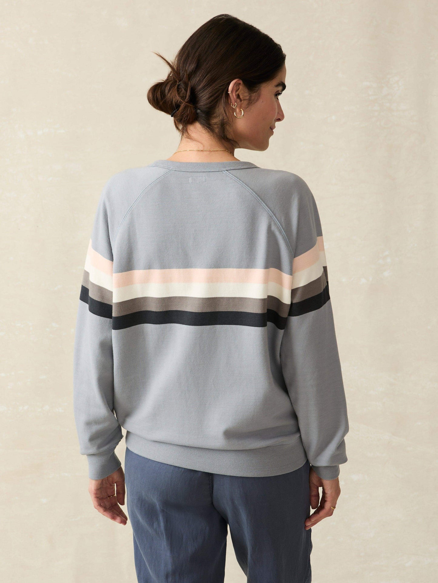 Coastal Cloud Cotton Crew - Blue Westward Stripe