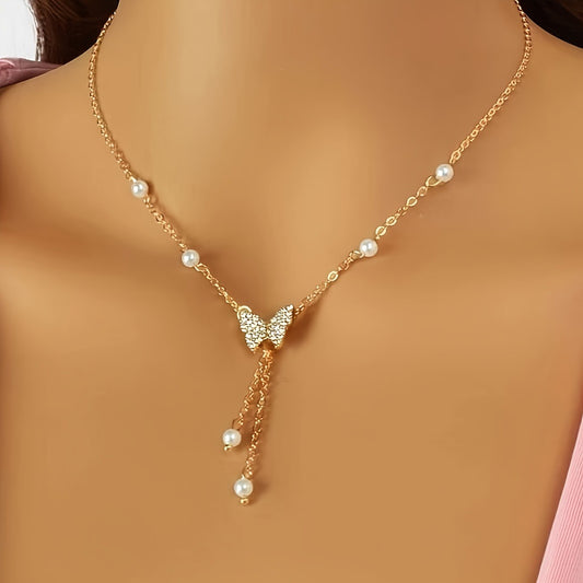 Fashion Personality Butterfly Pearl All-match Necklace