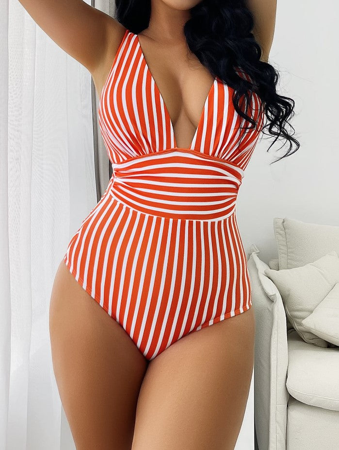 One-piece Swimsuit Sexy Stripes Swimsuit Multi-color Bikini