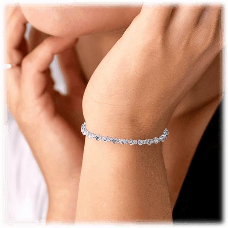 Round Cut Cubic Zirconia Tennis Bracelet with Round Cut Cubic Zirconia