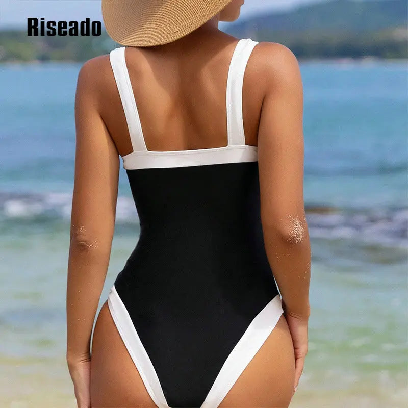 Riseado 2025 New Trend Women Sexy Tummy Control One Piece Swimsuit Retro Bathing Suit