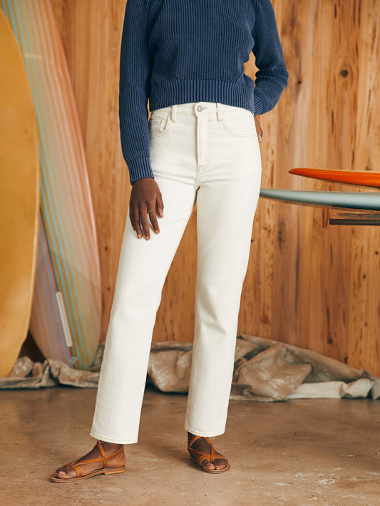 Organic Cotton Slim Straight Denim - White Dune Wash