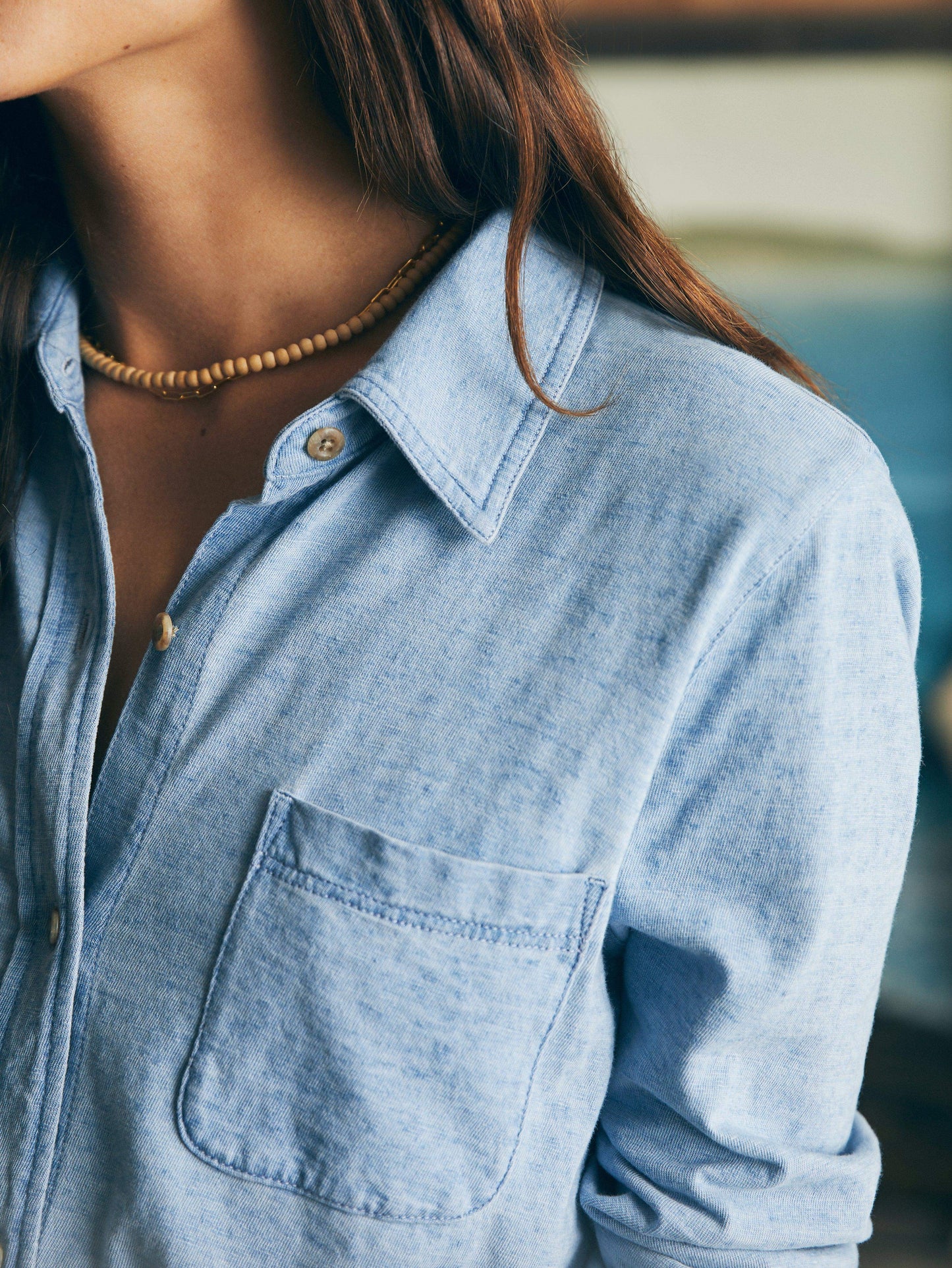 Sunwashed Knit Shirt - Light Indigo Wash