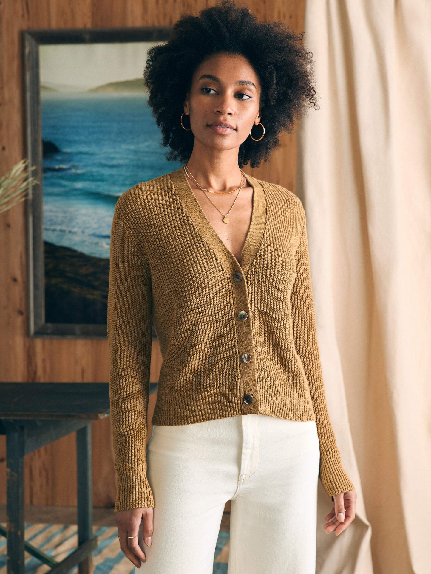 Miramar Linen Cardigan - Antique Bronze