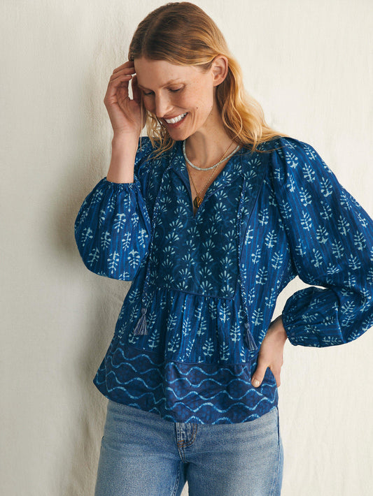 Silk Blend Solstice Blouse - Sunburst Mix Print