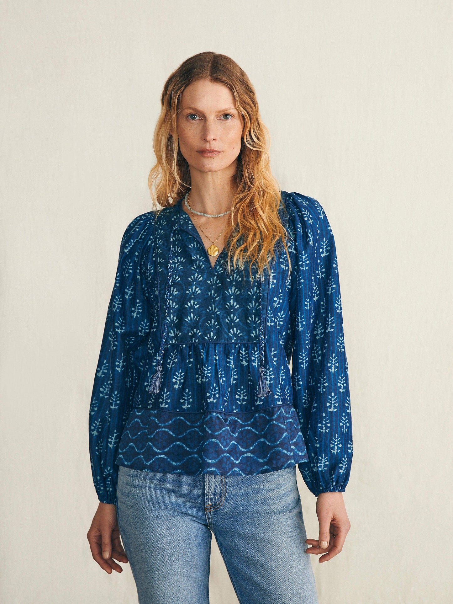 Silk Blend Solstice Blouse - Sunburst Mix Print