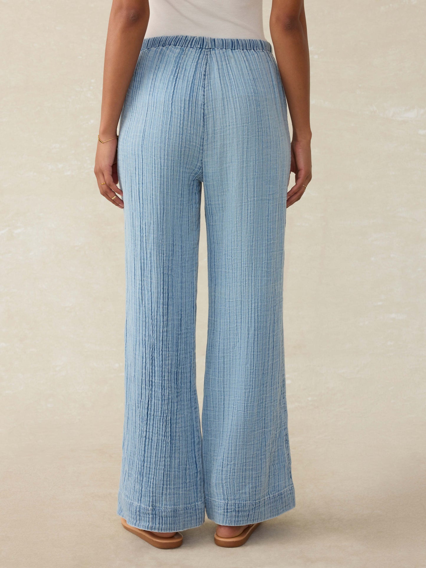 Dune Cotton Gauze Drawstring Pant - Light Indigo Wash