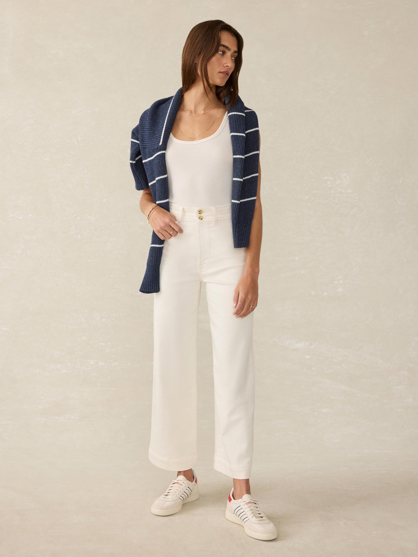 Stretch Terry Harbor Ankle Pant - Egret
