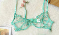 YUQI French Style Luxury Lingerie-Floral Embroidery Black Sheer Bra Set, Sensual Women's Intimates Elegant Transparent Underwear
