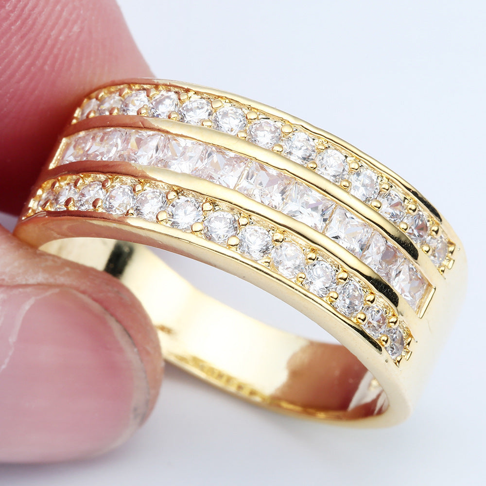 Copper Plate Inlaid Zircon Ring