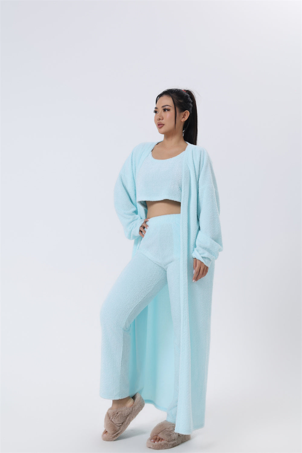 Cozy Pajama Set, 3 Piece Lounge Set, Cute Loungewear, Warm Suit Sets, Matching Set, Lounge Set, 3 Piece Pant Sets, Winter Dress