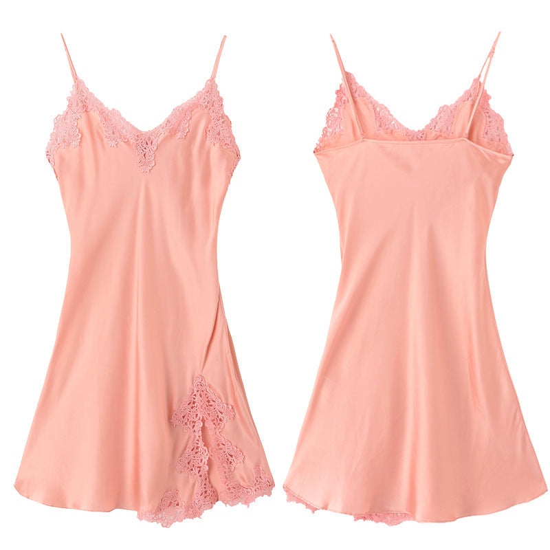 Summer Pajamas Home Wear Lace Silk Slip Nightdress