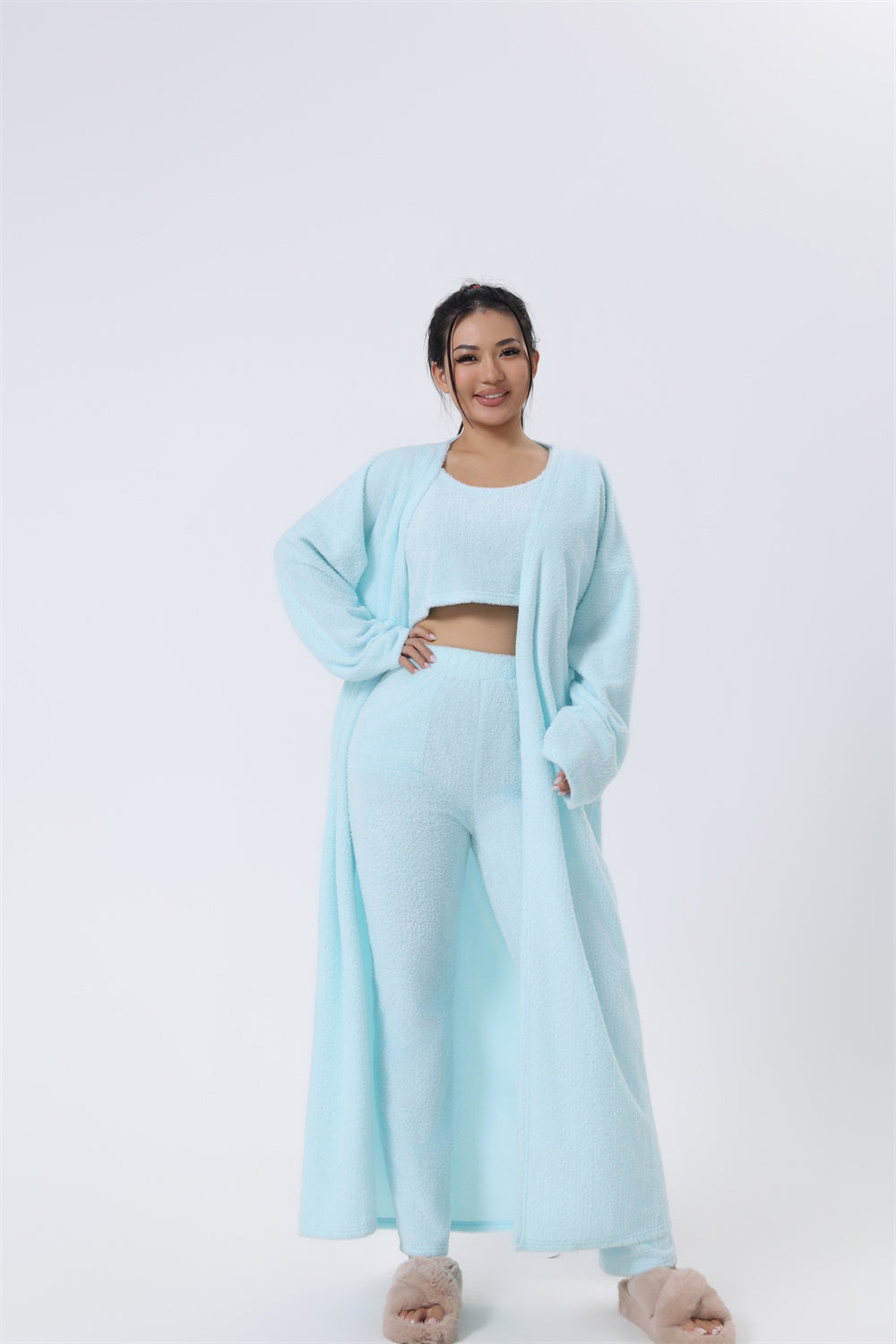 Cozy Pajama Set, 3 Piece Lounge Set, Cute Loungewear, Warm Suit Sets, Matching Set, Lounge Set, 3 Piece Pant Sets, Winter Dress