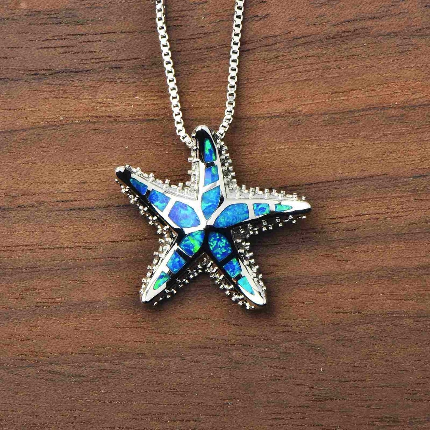 Popular Blue Opal Starfish Necklace Pendant Ornaments