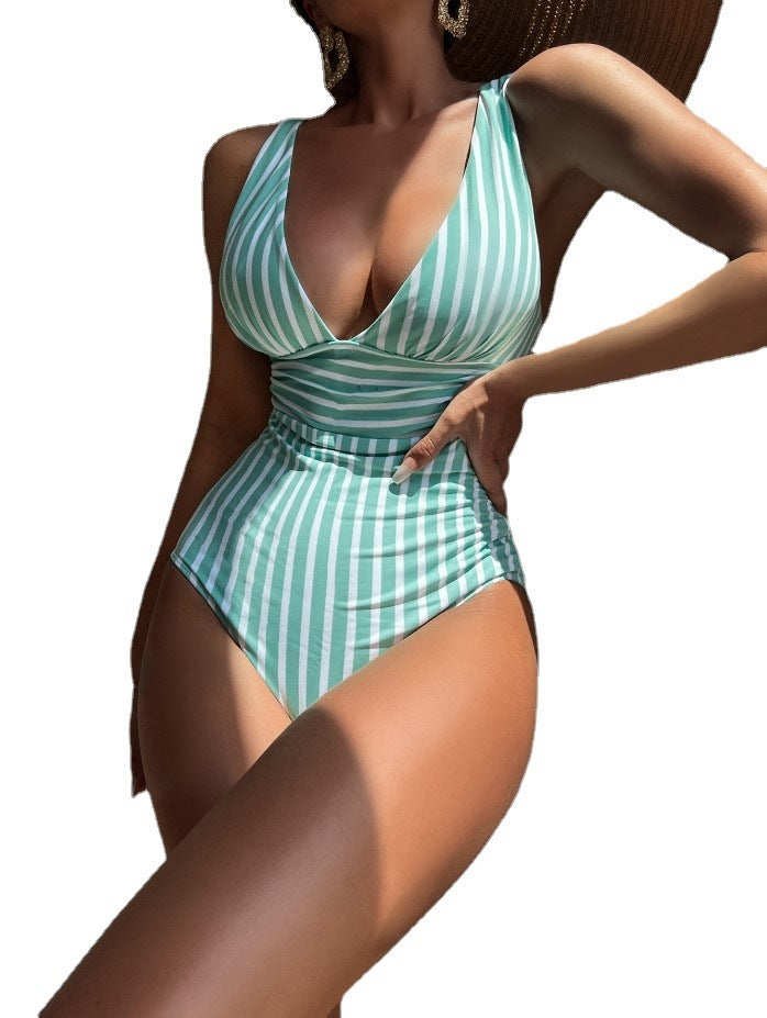 One-piece Swimsuit Sexy Stripes Swimsuit Multi-color Bikini