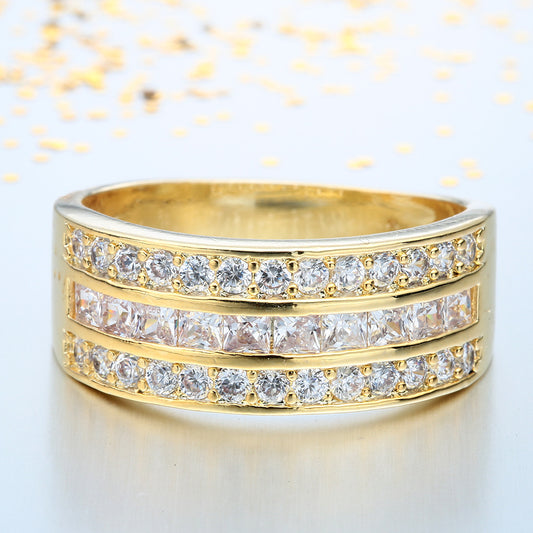 Copper Plate Inlaid Zircon Ring